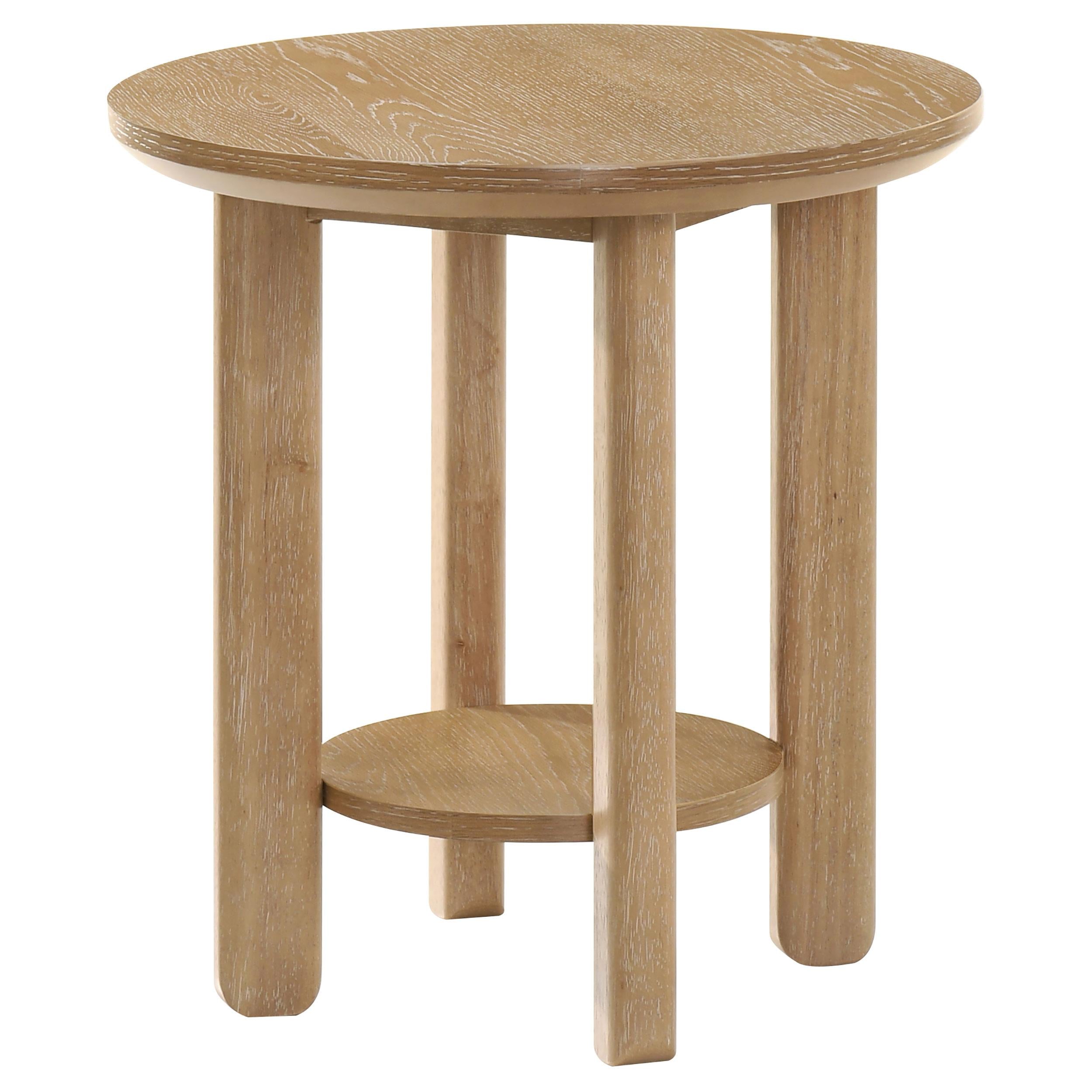 Coaster Ottowa Light Oak Round Wood Side End Table with Shelf