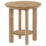 Ottowa Light Oak Round Wood Side End Table with Shelf from Coaster - Luna Furniture