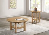 Ottowa Light Oak Round Wood Side End Table with Shelf from Coaster - Luna Furniture