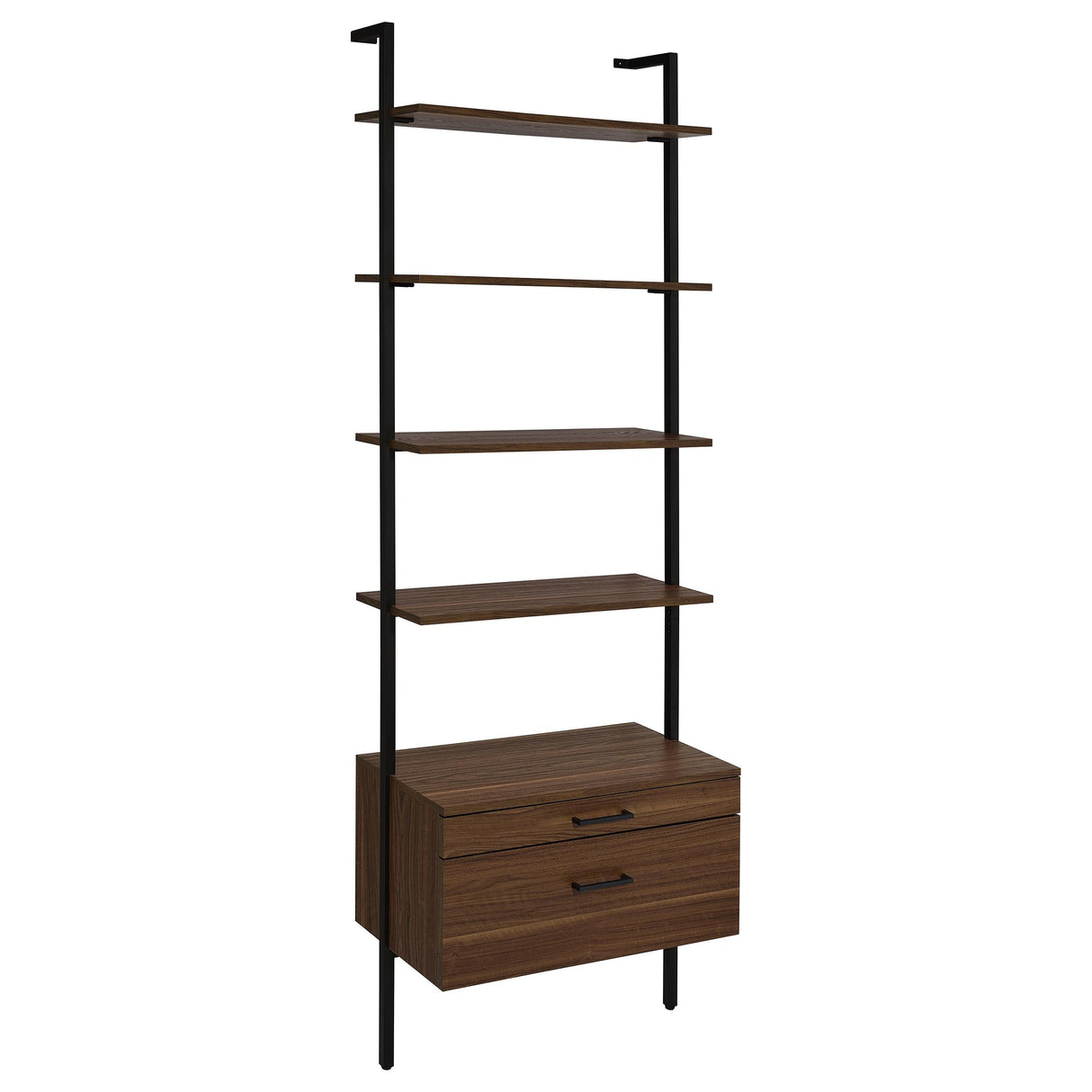 Owens Walnut 31-inch 4-Shelf Storage Wall Bookshelf from Coaster - Luna Furniture