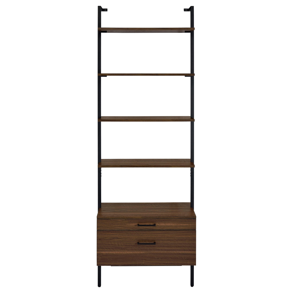 Owens Walnut 31-inch 4-Shelf Storage Wall Bookshelf from Coaster - Luna Furniture