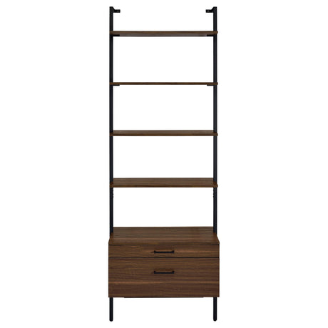 Owens Walnut 31-inch 4-Shelf Storage Wall Bookshelf from Coaster - Luna Furniture