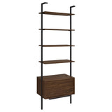 Owens Walnut 31-inch 4-Shelf Storage Wall Bookshelf from Coaster - Luna Furniture