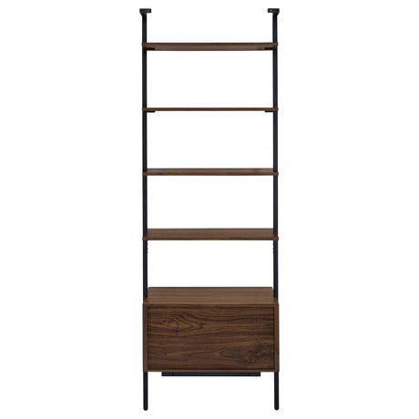 Owens Walnut 31-inch 4-Shelf Storage Wall Bookshelf from Coaster - Luna Furniture
