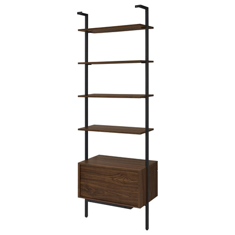 Owens Walnut 31-inch 4-Shelf Storage Wall Bookshelf from Coaster - Luna Furniture
