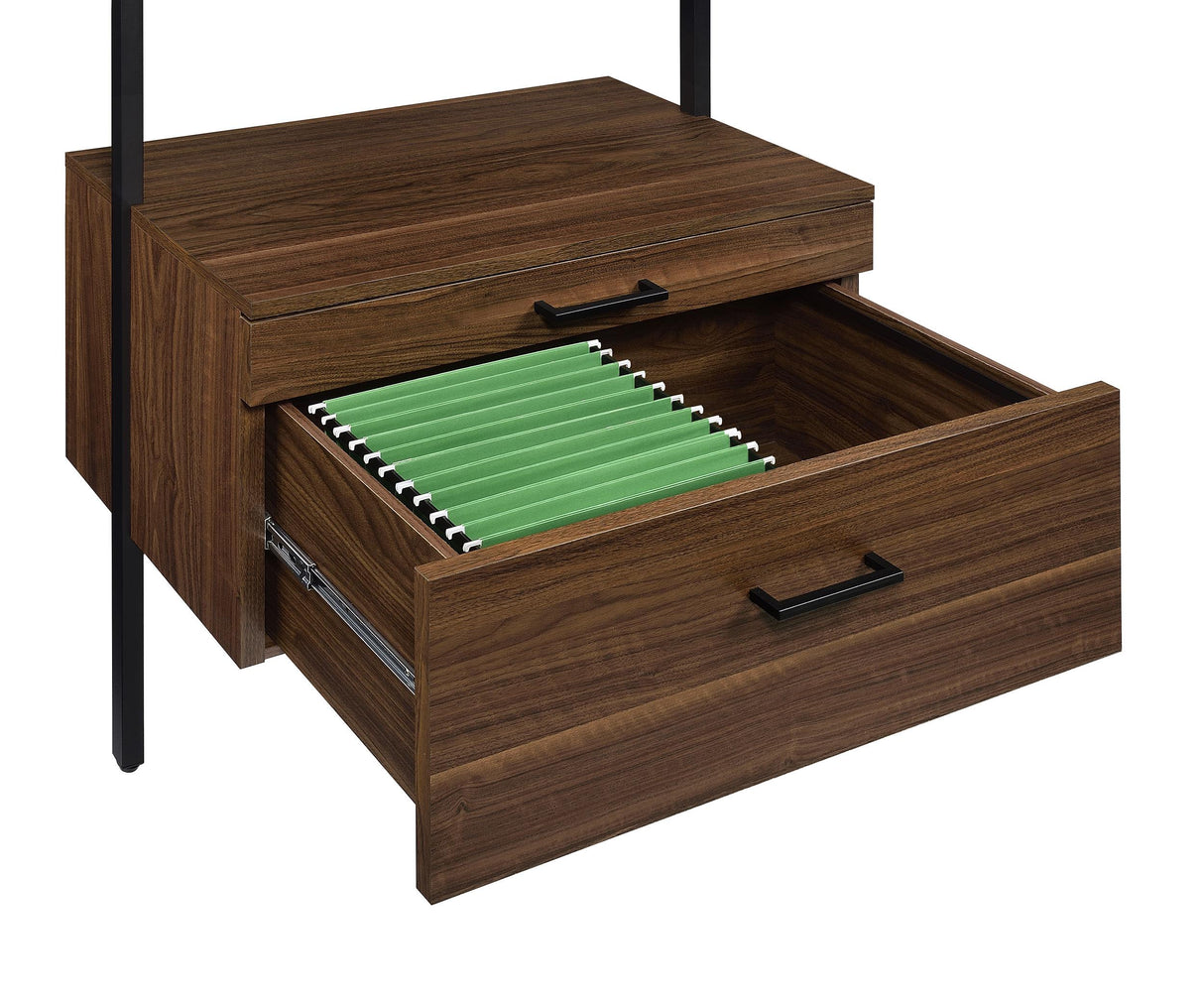 Owens Walnut 31-inch 4-Shelf Storage Wall Bookshelf from Coaster - Luna Furniture