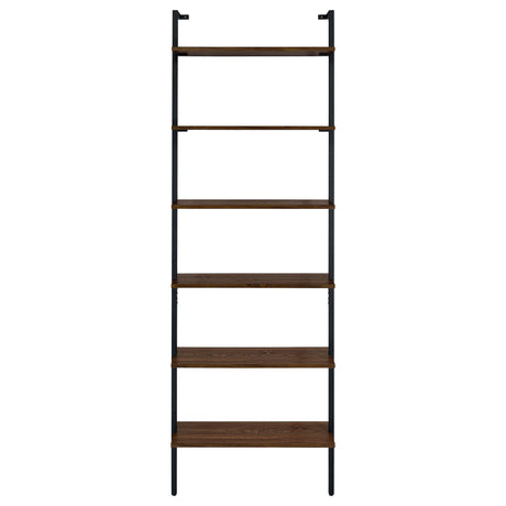 Owens Walnut 31-inch 6-Shelf Wall Bookshelf from Coaster - Luna Furniture