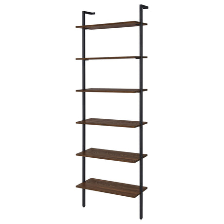Owens Walnut 31-inch 6-Shelf Wall Bookshelf from Coaster - Luna Furniture