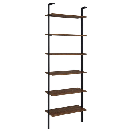 Owens Walnut 31-inch 6-Shelf Wall Bookshelf from Coaster - Luna Furniture