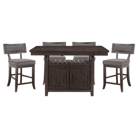 Oxton Dark Cherry/Baltimore Espresso Fabric 5-Piece Extendable Counter Height Set from Homelegance - Luna Furniture