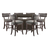 Oxton Dark Cherry/Baltimore Espresso Fabric 7-Piece Extendable Counter Height Set from Homelegance - Luna Furniture