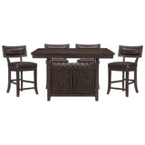 Oxton Dark Cherry/Espresso Faux Leather 5-Piece Extendable Counter Height Set from Homelegance - Luna Furniture