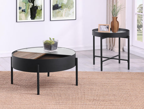 Ozella Sandy Black 2-Piece Round Coffee and End Table Set from Coaster - Luna Furniture