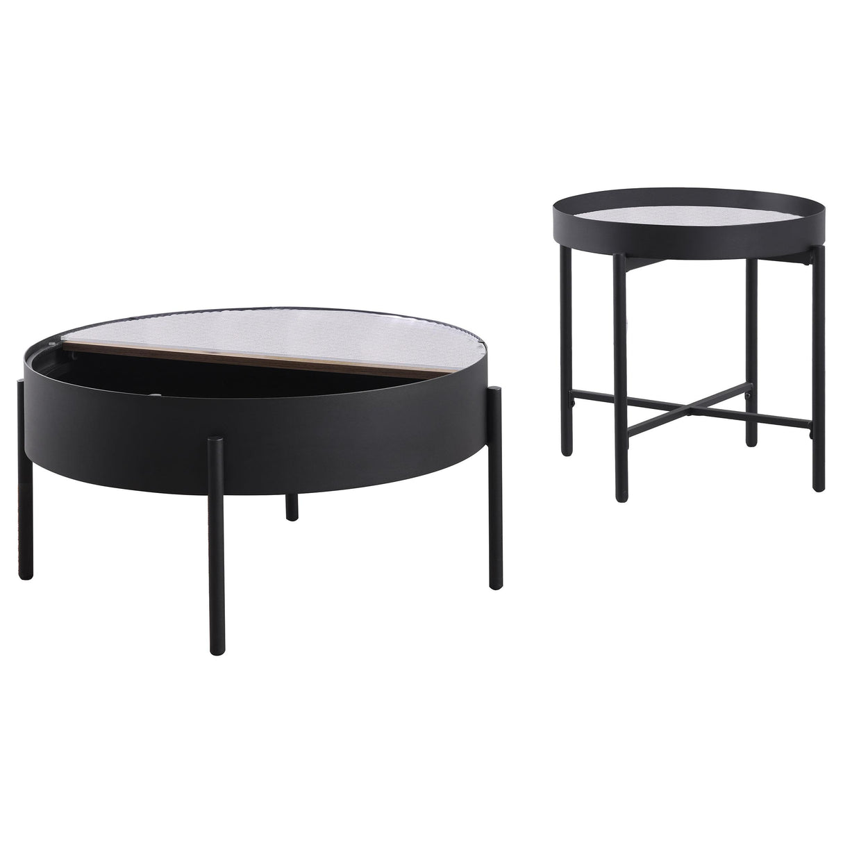 Ozella Sandy Black 2-Piece Round Coffee and End Table Set from Coaster - Luna Furniture