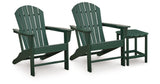 Sundown Shores 2 Adirondack Chairs with End table in Green from Ashley Furniture - Luna Furniture