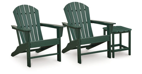 Sundown Shores 2 Adirondack Chairs with End table in Green from Ashley Furniture - Luna Furniture