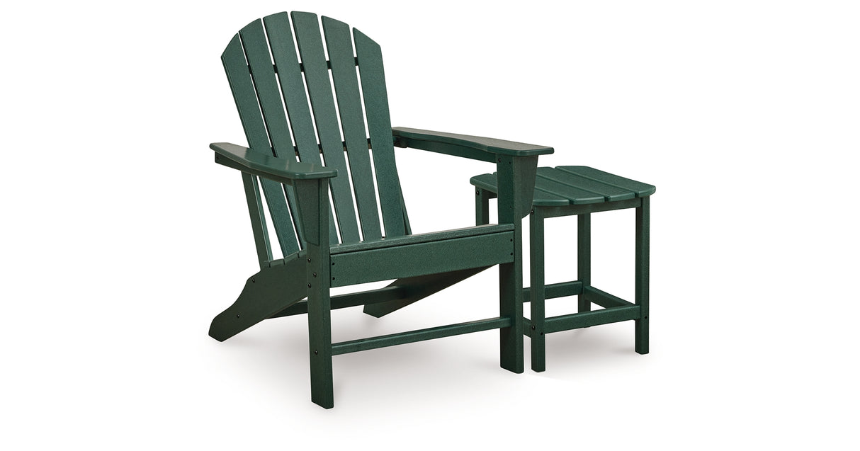 Sundown Shores Adirondack Chair with End table in Green from Ashley Furniture - Luna Furniture