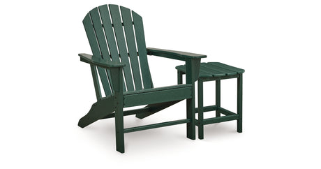 Sundown Shores Adirondack Chair with End table in Green from Ashley - Luna Furniture