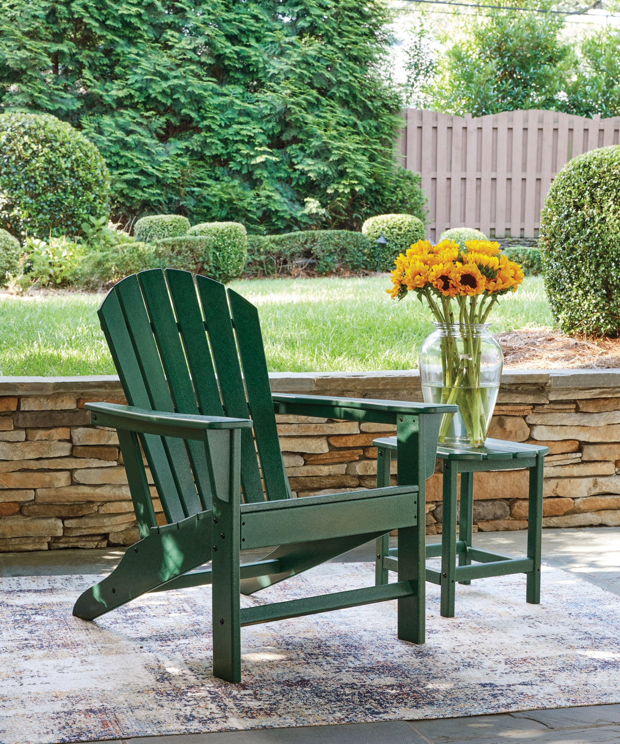 Sundown Shores 2 Adirondack Chairs with End table in Green from Ashley Furniture - Luna Furniture
