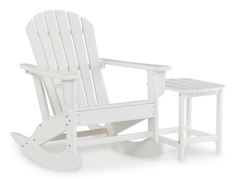Sundown Treasure Outdoor Chair with End Table in White from Ashley - Luna Furniture