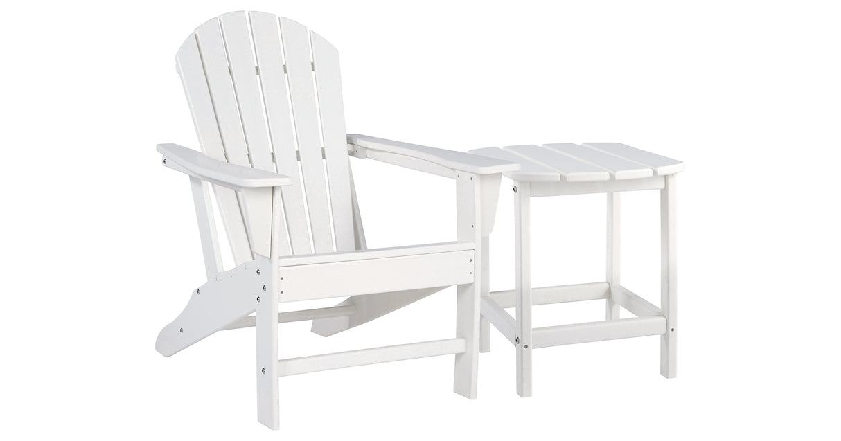 Sundown Treasure Outdoor Chair with End Table in White from Ashley Furniture - Luna Furniture