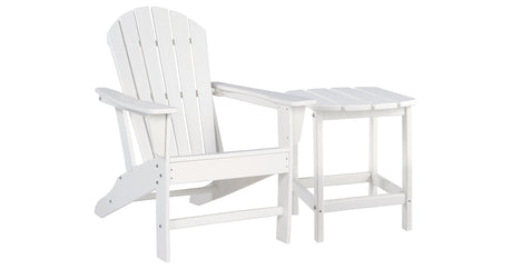 Sundown Treasure Outdoor Chair with End Table in White from Ashley - Luna Furniture