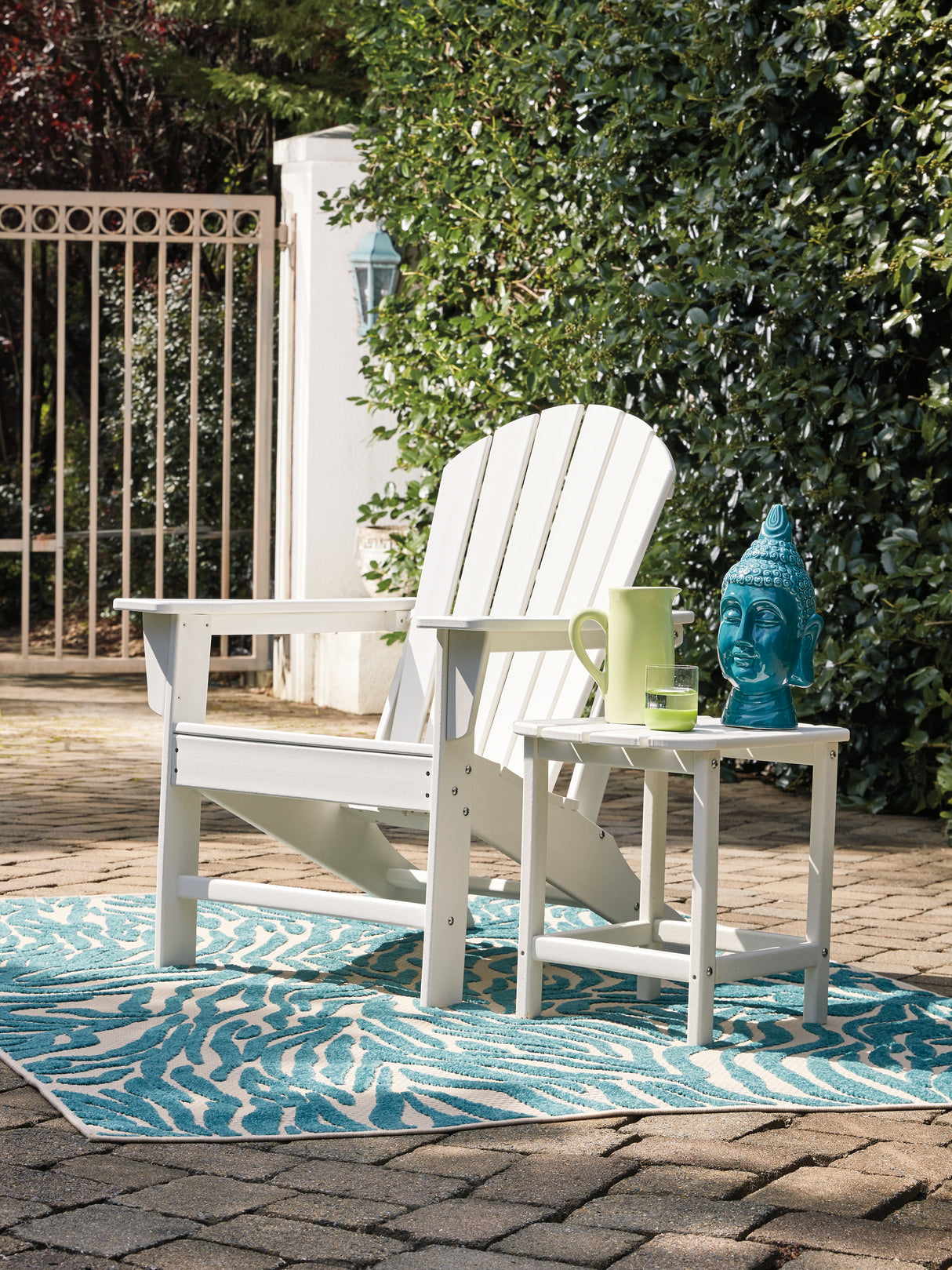 Sundown Treasure White Adirondack Chair with End Table from Ashley - Luna Furniture
