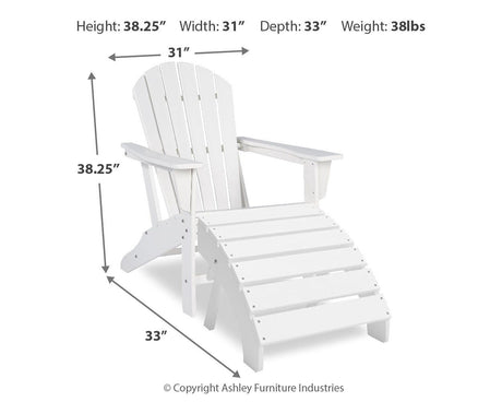 Sundown Treasure Outdoor Chair with End Table in White from Ashley - Luna Furniture