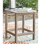 Sundown Treasure 2 Outdoor Chairs with End Table in Driftwood from Ashley Furniture - Luna Furniture