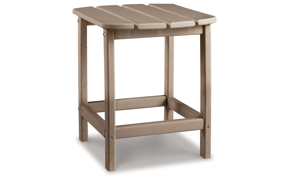 Sundown Treasure 2 Outdoor Chairs with End Table in Driftwood from Ashley Furniture - Luna Furniture