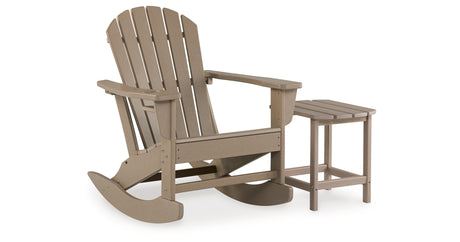 Sundown Treasure Outdoor Chair with End Table in Driftwood from Ashley - Luna Furniture
