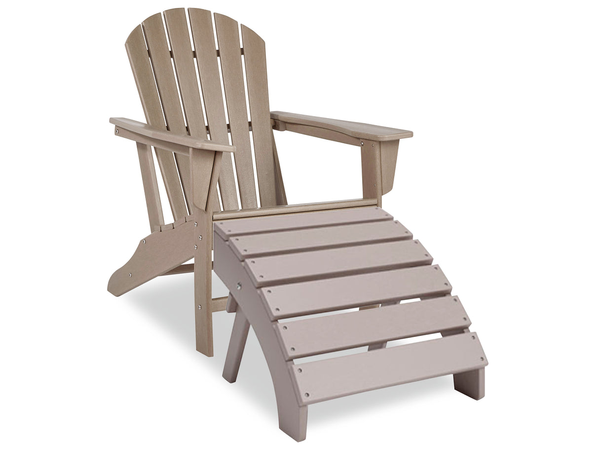 Sundown Treasure Outdoor Adirondack Chair and Ottoman in Driftwood from Ashley Furniture - Luna Furniture