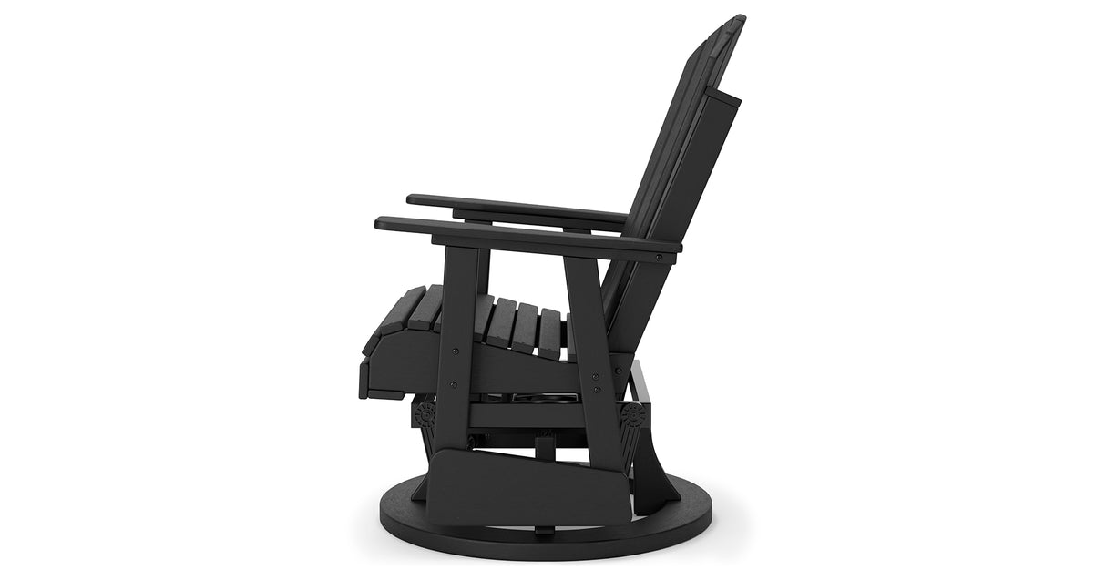 Hyland wave Black Outdoor Swivel Glider Chair from Ashley - Luna Furniture