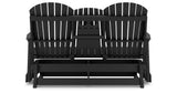 Hyland wave Black Outdoor Glider Loveseat from Ashley - Luna Furniture