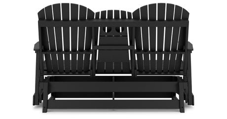 Hyland wave Black Outdoor Glider Loveseat from Ashley Furniture - Luna Furniture