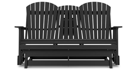 Hyland wave Black Outdoor Glider Loveseat from Ashley Furniture - Luna Furniture