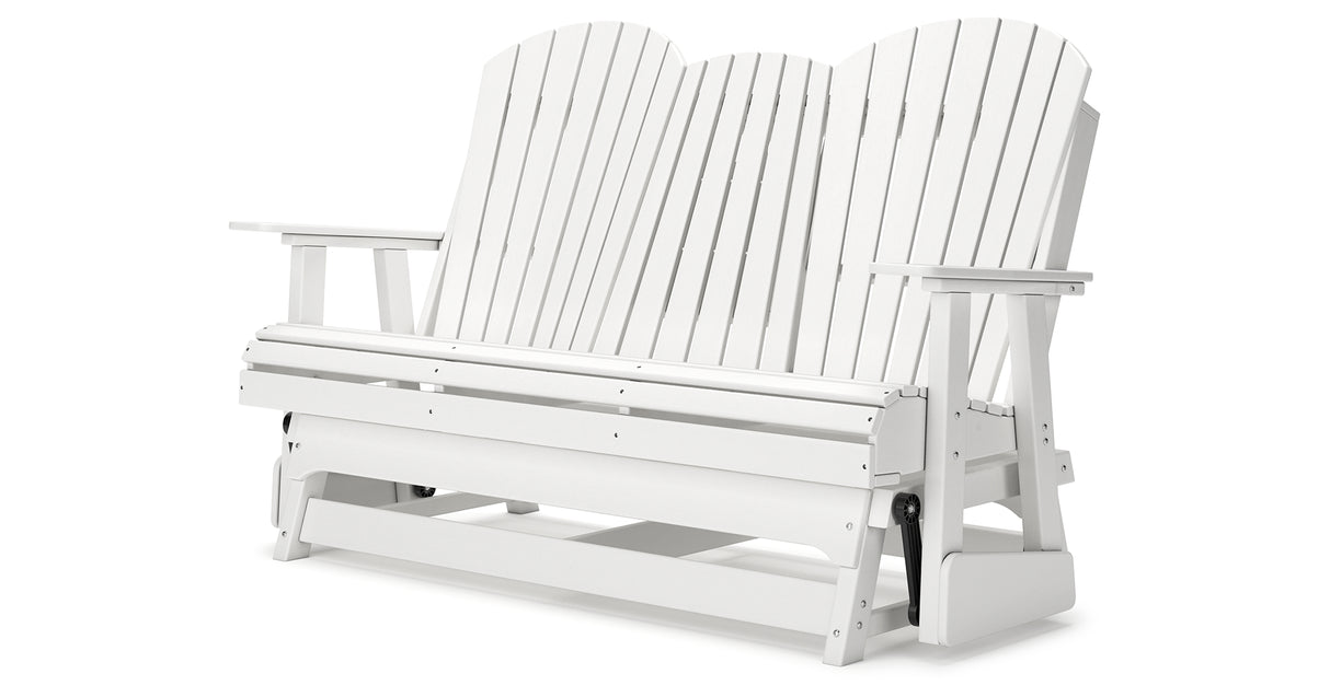 Hyland wave White Outdoor Glider Loveseat from Ashley Furniture - Luna Furniture