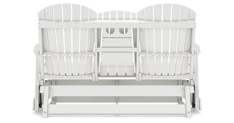 Hyland wave White Outdoor Glider Loveseat from Ashley Furniture - Luna Furniture