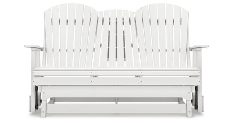 Hyland wave White Outdoor Glider Loveseat from Ashley Furniture - Luna Furniture