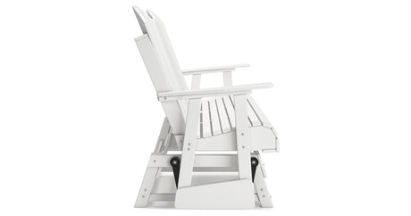 Hyland wave White Outdoor Glider Loveseat from Ashley Furniture - Luna Furniture