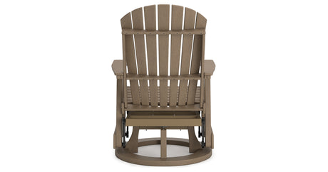 Hyland wave Driftwood Outdoor Swivel Glider Chair from Ashley Furniture - Luna Furniture