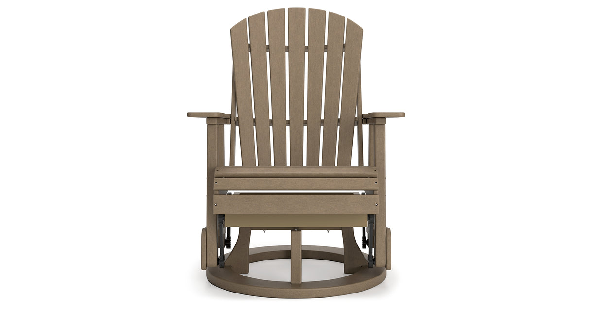 Hyland wave Driftwood Outdoor Swivel Glider Chair from Ashley Furniture - Luna Furniture