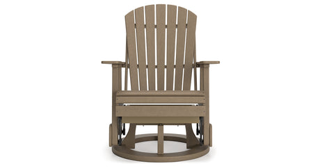 Hyland wave Driftwood Outdoor Swivel Glider Chair from Ashley Furniture - Luna Furniture