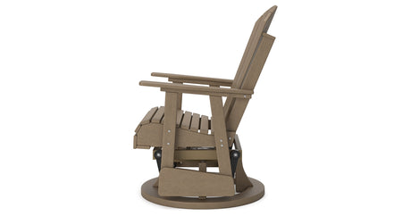 Hyland wave Driftwood Outdoor Swivel Glider Chair from Ashley Furniture - Luna Furniture
