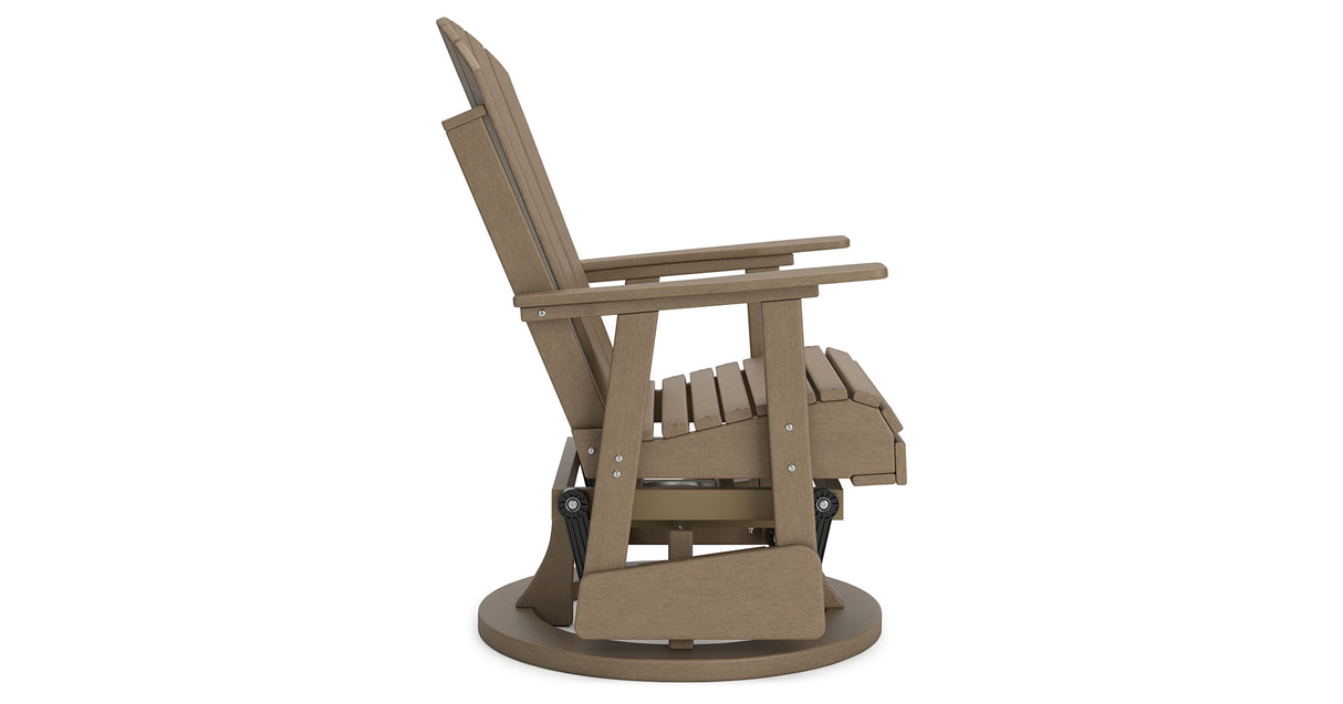 Hyland wave Driftwood Outdoor Swivel Glider Chair from Ashley Furniture - Luna Furniture