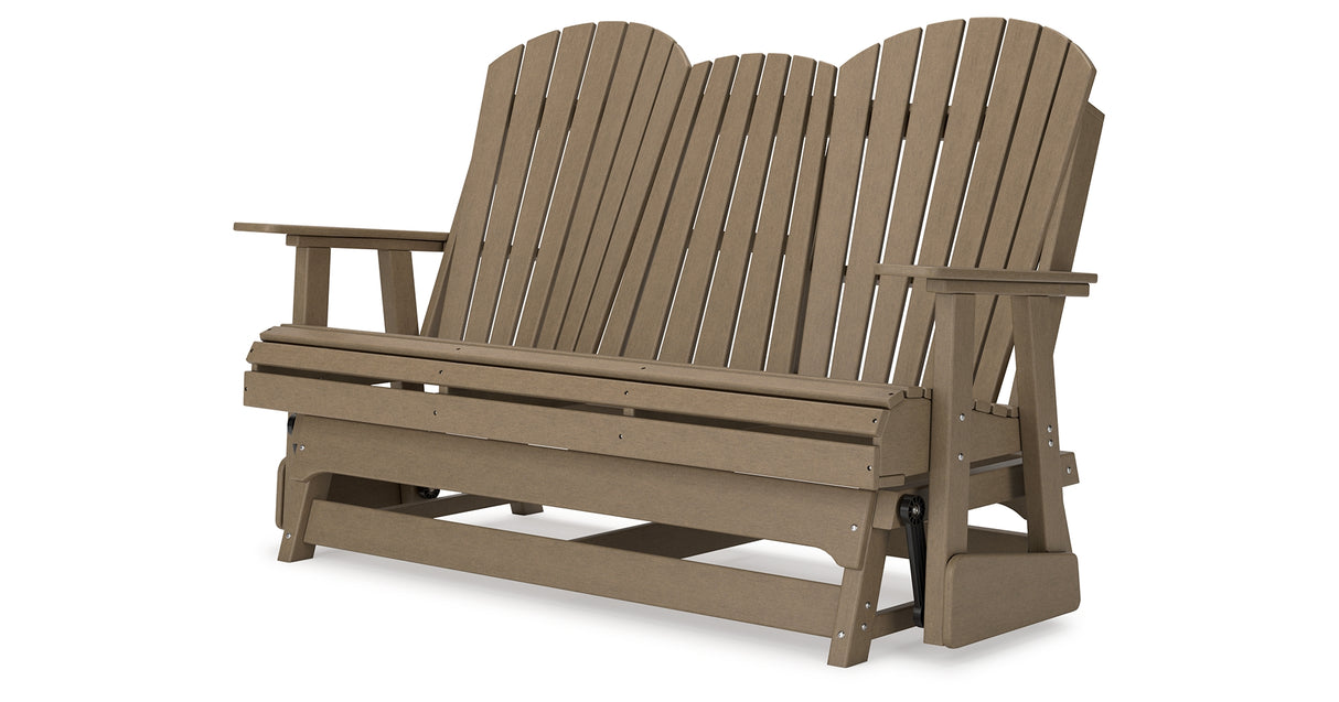 Hyland wave Driftwood Outdoor Glider Loveseat from Ashley Furniture - Luna Furniture