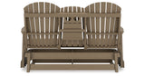 Hyland wave Driftwood Outdoor Glider Loveseat from Ashley Furniture - Luna Furniture
