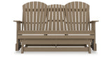 Hyland wave Driftwood Outdoor Glider Loveseat from Ashley Furniture - Luna Furniture