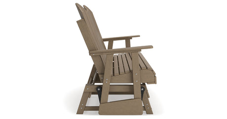 Hyland wave Driftwood Outdoor Glider Loveseat from Ashley Furniture - Luna Furniture
