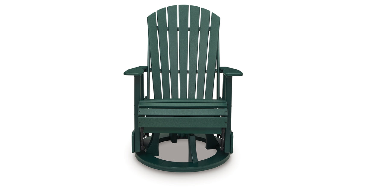 Shell Beach Green Outdoor Swivel Glider Chair from Ashley Furniture - Luna Furniture